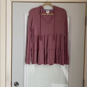 Long sleeve pull over with hood